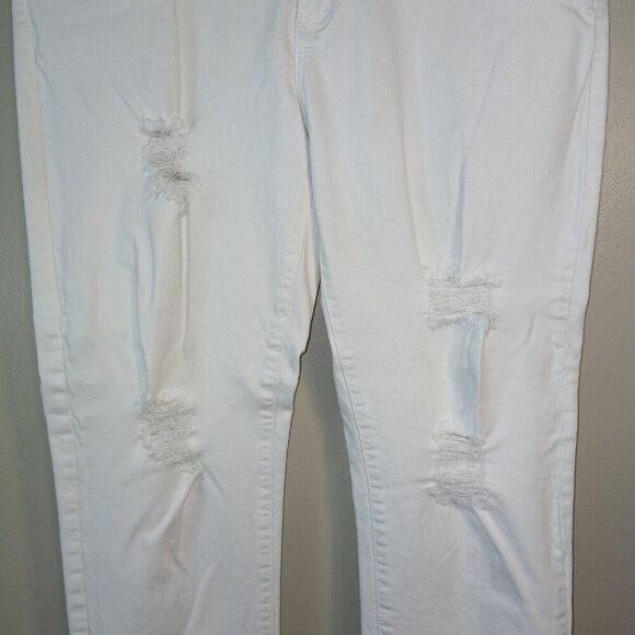 JUST BLACK BRAND DISTRESSED WHITE DENIM JEANS,  SIZE 32 PETITE - Picture 4 of 7